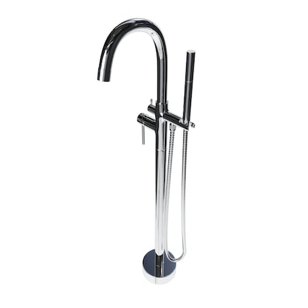 Castello Usa Neptune Freestanding Chrome Gooseneck Tub Filler Faucet with Standard Handle CB-F04-CR
